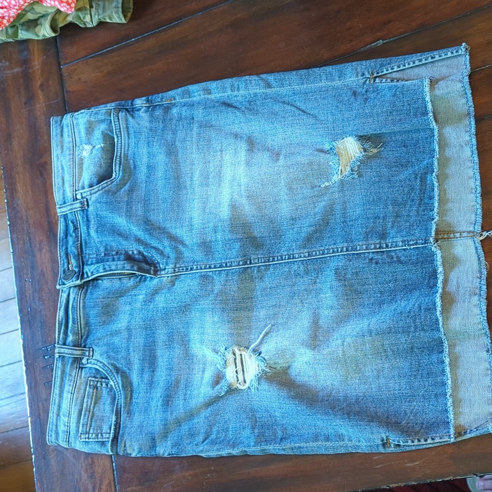 KUT from the kloth - High-low distressed jean skirt